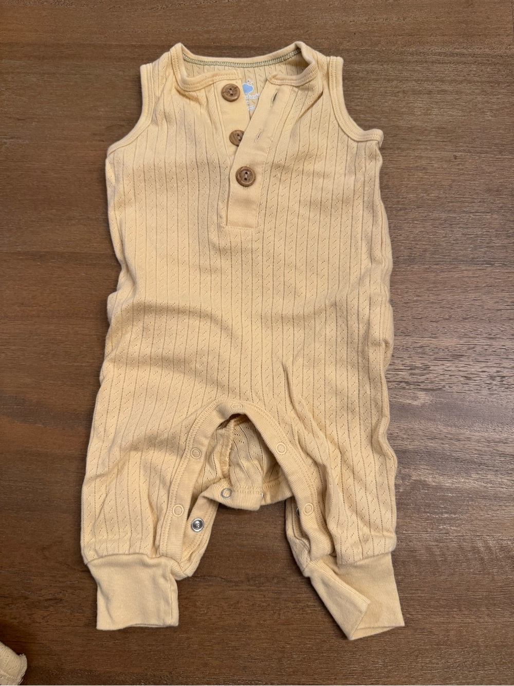 cloud island Sleeveless Knit One-Piece Romper in Pale Yellow/Beige